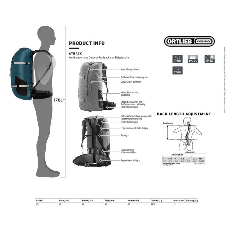Atrack 35 l Outdoor-Rucksack petrol