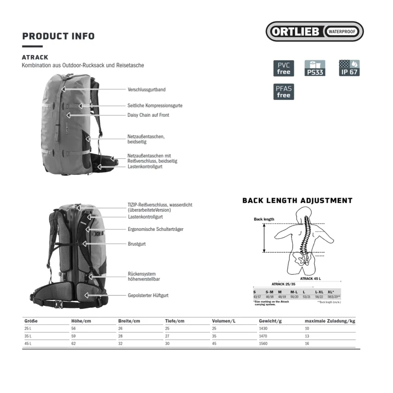 Atrack 35 l Outdoor-Rucksack schwarz