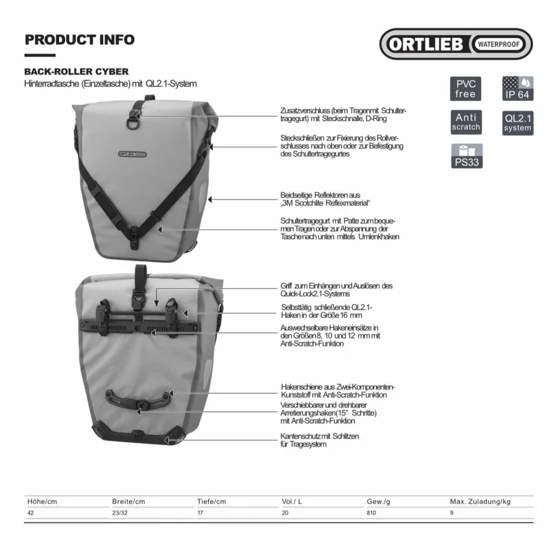Back-Roller Cyber Fahrradtasche Pink