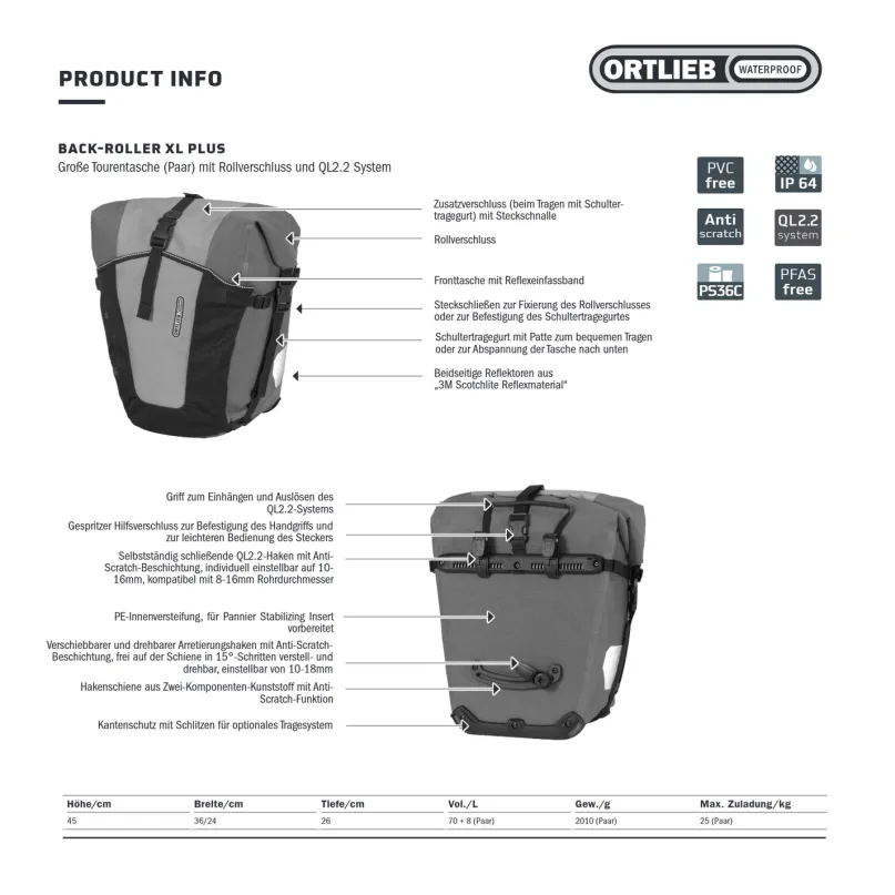Back Roller XL Plus Fahrradtasche rot