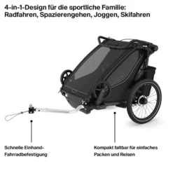 Chariot Sport 2 Double Fahrradanhänger Kinder schwarz