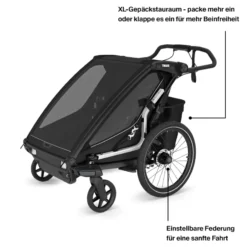 Chariot Sport 2 Double Fahrradanhänger Kinder schwarz