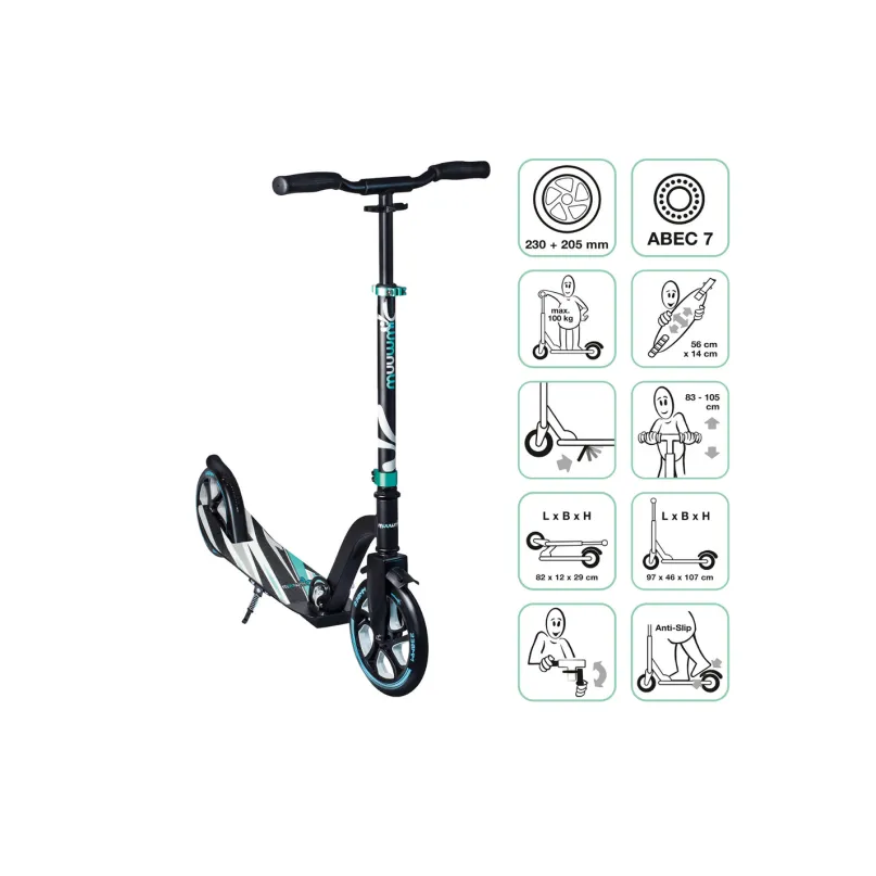 Muuwmi 230 205 mm Scooter schwarz türkis