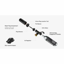 Tubi Master X Kartuschenpumpe inkl. Tubeless-Reparaturset & CO2-Kartusche