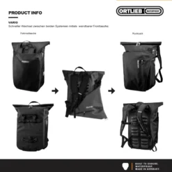 Vario Fahrrad-Packtasche/Rucksack schwarz