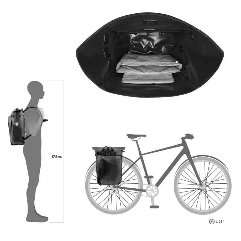 Vario Fahrrad-Packtasche/Rucksack schwarz