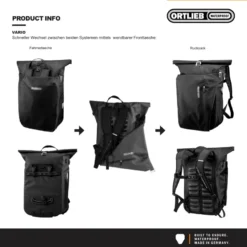 Vario Fahrrad-Packtasche/Rucksack braun