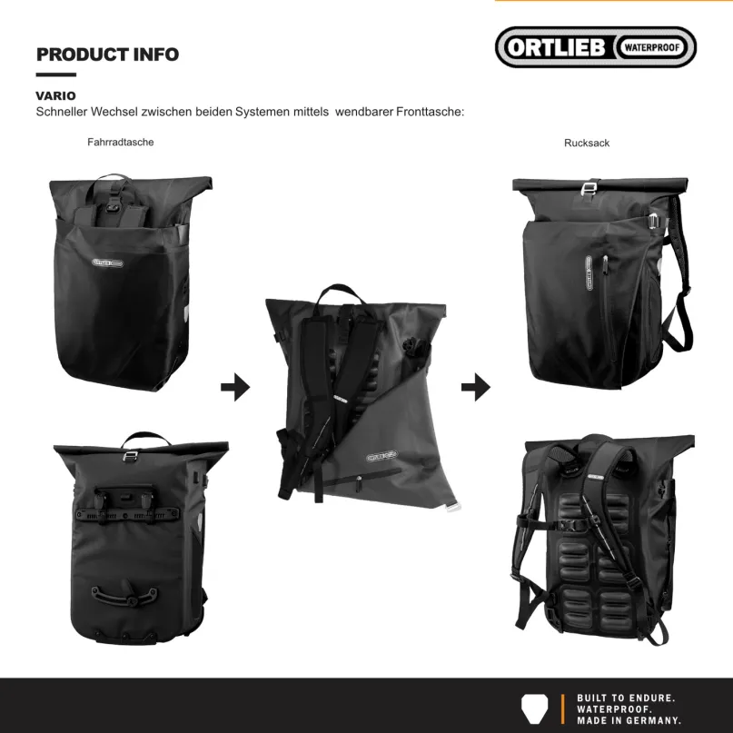 Vario Fahrrad-Packtasche/Rucksack braun