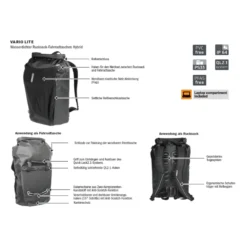Vario Lite Rucksack/Fahrradtasche schwarz