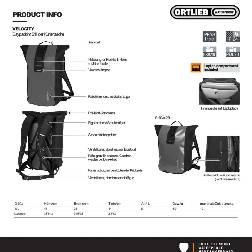 Velocity 17 L Fahrradrucksack blau