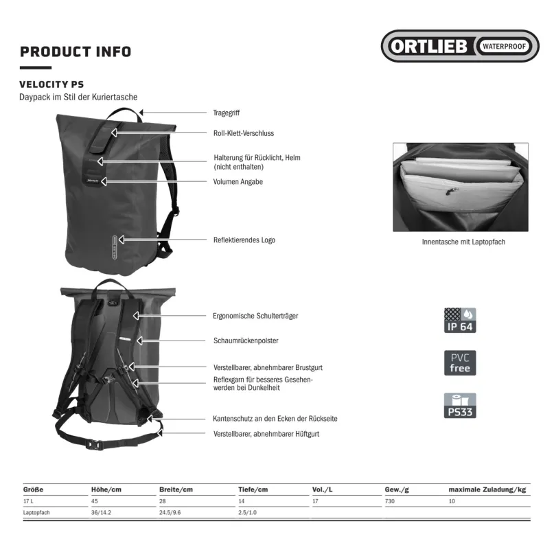 Velocity PS 17 L Fahrradrucksack schwarz