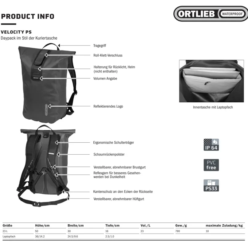 Velocity PS 23 l Fahrrad-Rucksack orange