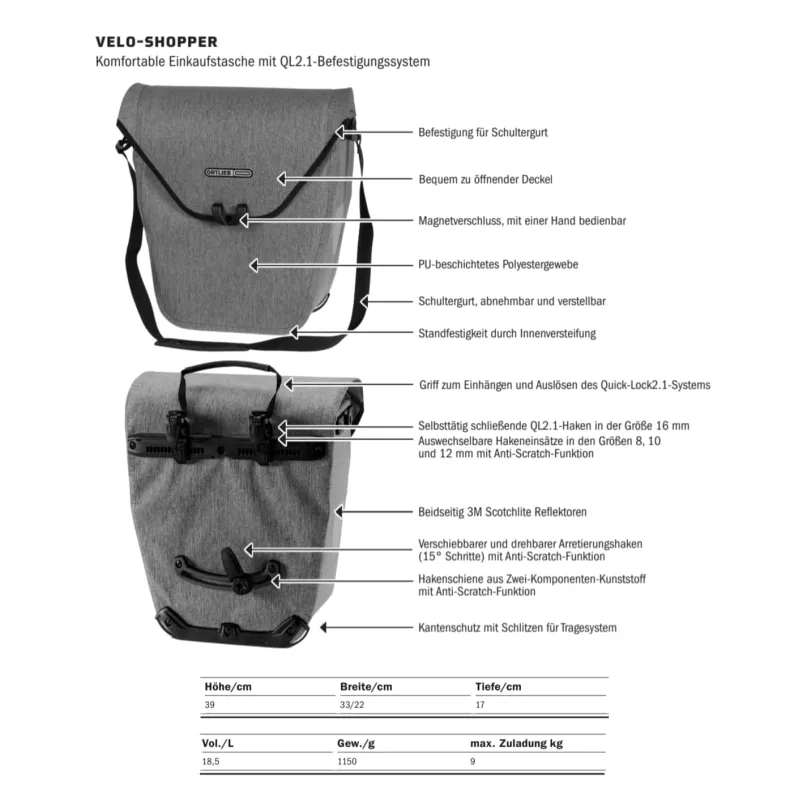 Velo-Shopper Fahrrad-Packtasche
